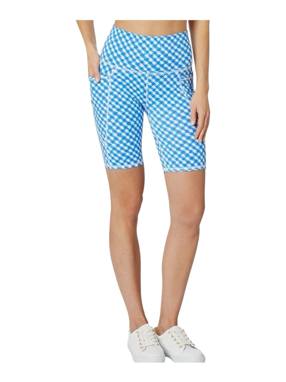 Lilly Pulitzer Luxletic South Beach High Rise Shorts Boca Blue Check Size XS New